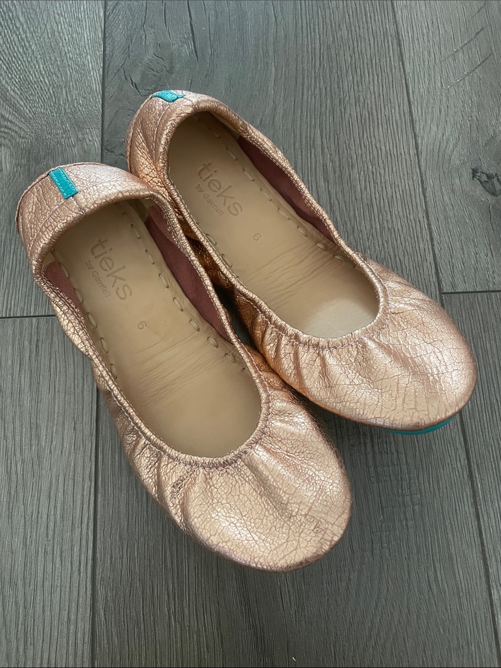 Tieks Rose Gold Leather Ballet Flats Sz:6